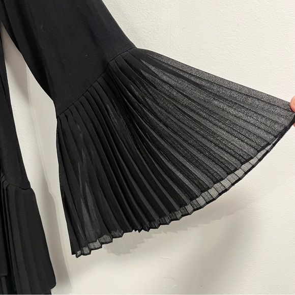 Zara Black Pleated Mini Dress/Blouse - Size Small - Picture 10 of 11